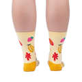 Flat lay image showing the Fruity Bloom socks from the back, highlighting the full design.