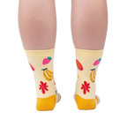 Flat lay image showing the Fruity Bloom socks from the back, highlighting the full design.