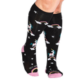 Close-up studio shot of the 'Keep Dreamin'' knee-high socks from the front, highlighting the color and pattern details.