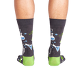 Rear view of the 'Laboratory' socks, highlighting the full design and lime green cuffs.