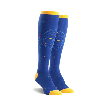space space themed womens blue novelty knee high socks