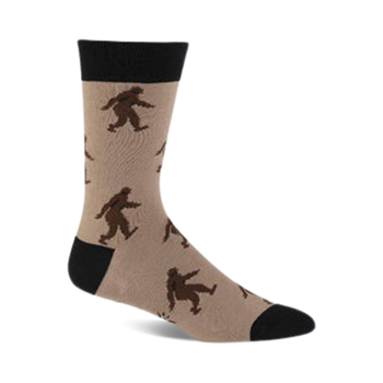 sasquatch fantasy themed mens brown novelty crew socks