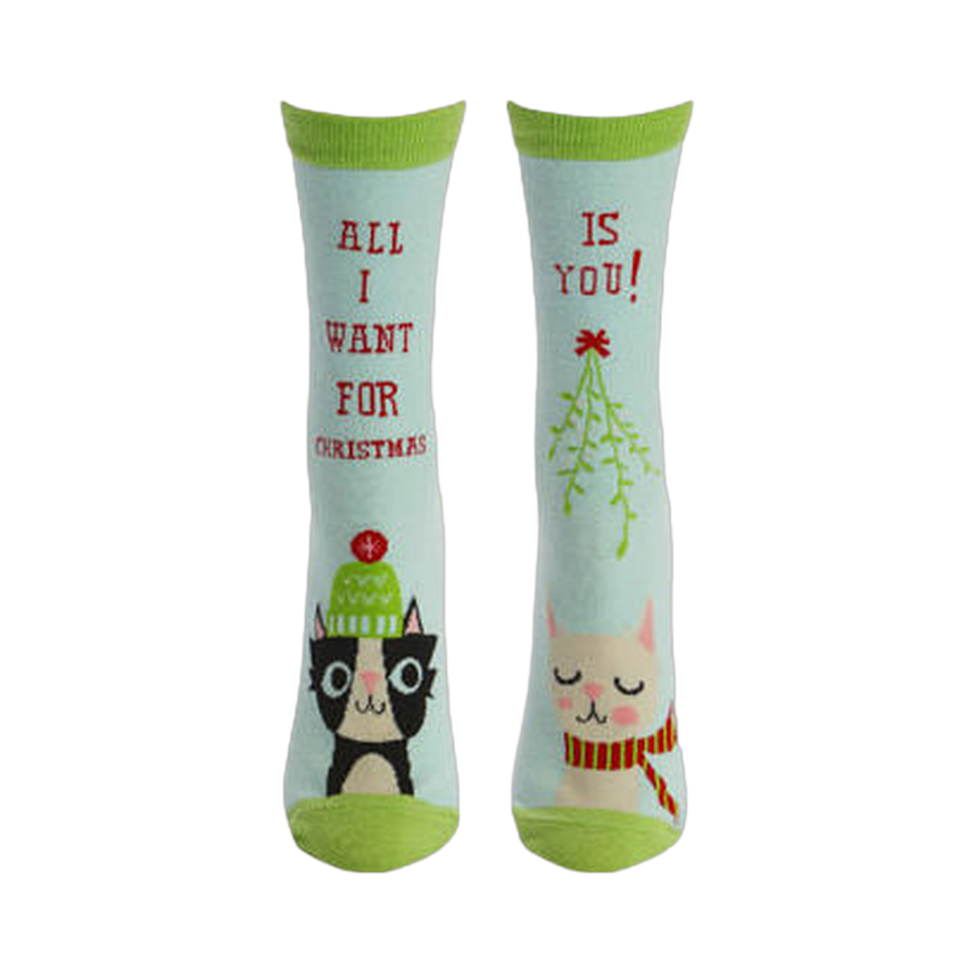 Flatlay showcasing the 'All I Want For Xmas' socks, highlighting their design and colors.