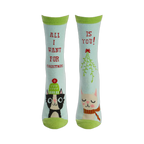 Flatlay showcasing the 'All I Want For Xmas' socks, highlighting their design and colors.