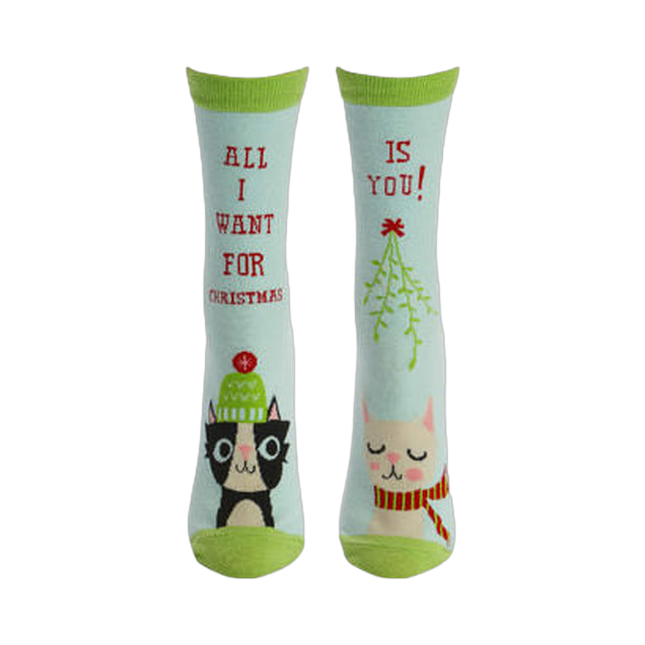Flatlay showcasing the 'All I Want For Xmas' socks, highlighting their design and colors.