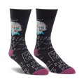 Lifestyle shot: Person wearing blue Einstein socks.