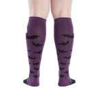 Back view of the Batnado socks showing the full bat and moon design.