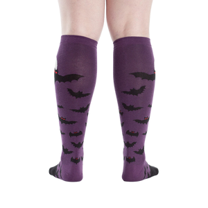Back view of the Batnado socks showing the full bat and moon design.