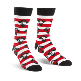 argh ye stripey sea life themed mens red novelty crew socks