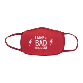 women's red socks with white text "i make bad decisions."   