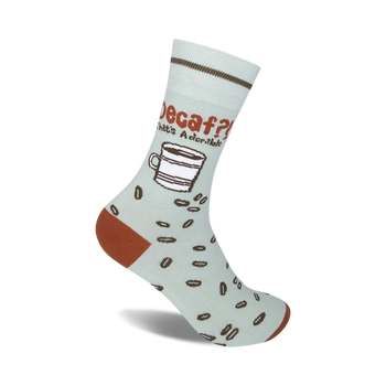 decaf? that's adorable coffee themed mens & womens unisex white novelty crew socks