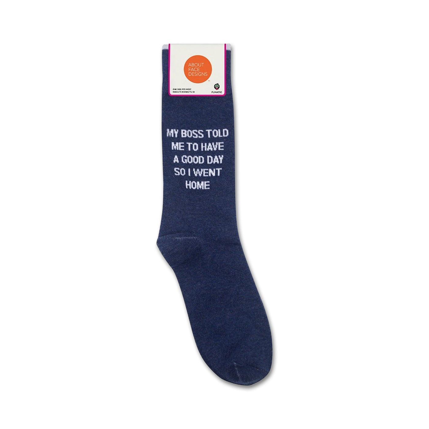 Studio flat lay showing the sock and its packaging.