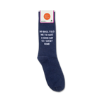 Studio flat lay showing the sock and its packaging.