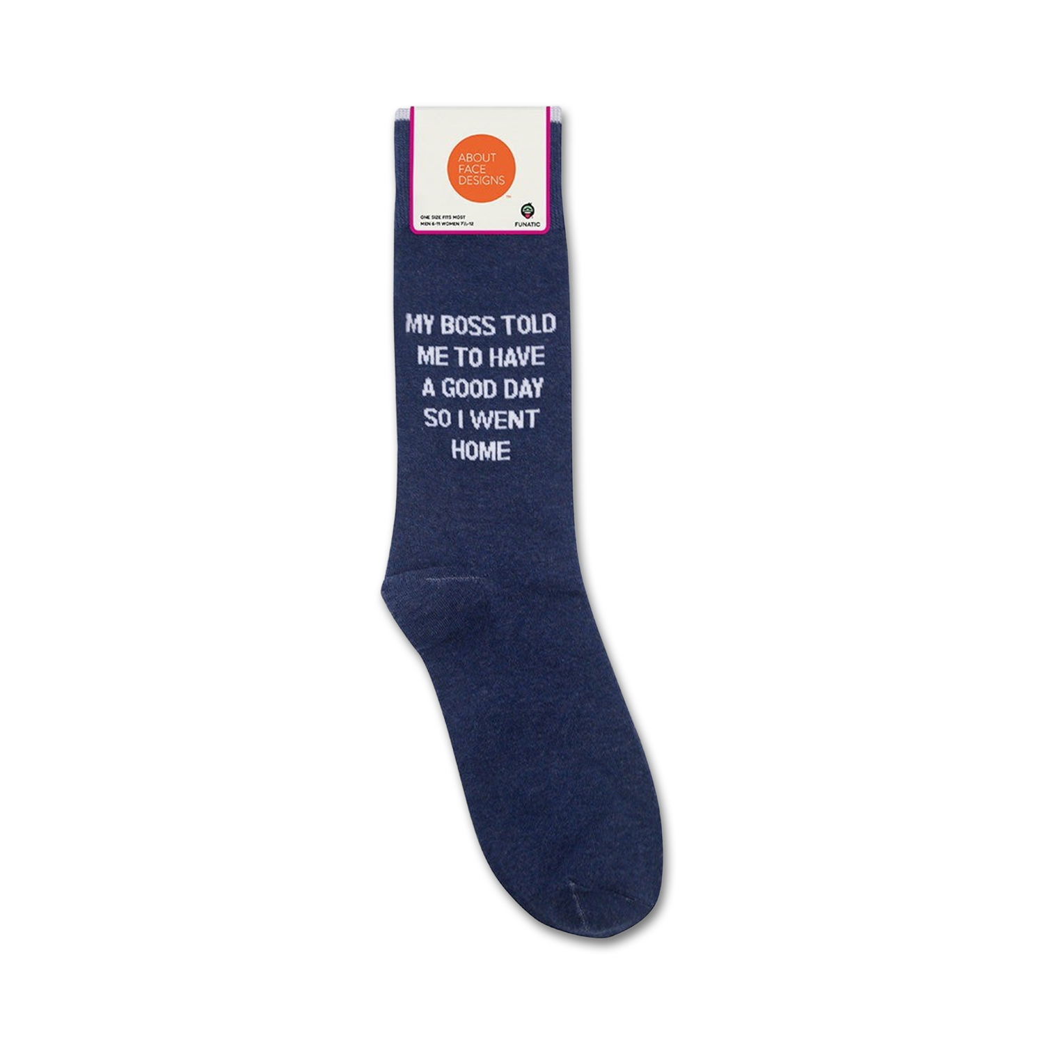 Studio flat lay showing the sock and its packaging.