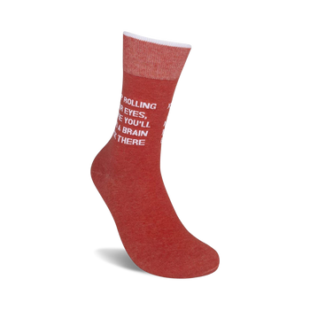 keep rolling your eyes sassy themed mens red novelty crew socks