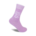 Lavender crew socks with a white, sassy quote: "You know what that sounds like? Not my problem."