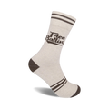 Off-white crew socks with brown stripes near the top and heel.  Features a brown 'Free Ballin'' logo.