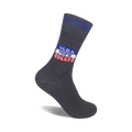 A dark gray crew sock with blue and red stripes at the top and a 'USDA Prime Beef' logo in red, white, and blue.