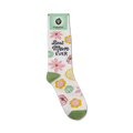 Product packaging shot showing a single 'Best Mom Ever' sock.