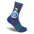 Navy crew sock with a ranch dressing bottle that says I Put Ranch On My Ranch, blue accents, and stripes.