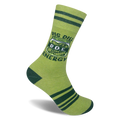 Light green socks with dark green stripes, heel, and toe. The ankle features a pickle jar reading BIG DILL B.D.E. ENERGY.