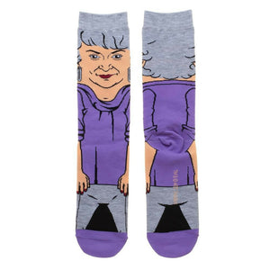 Back view of the Golden Girls Dorothy socks, showcasing the full design on both socks.