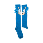 Flatlay showcasing a pair of Sega Sonic knee-high socks, highlighting the design details.