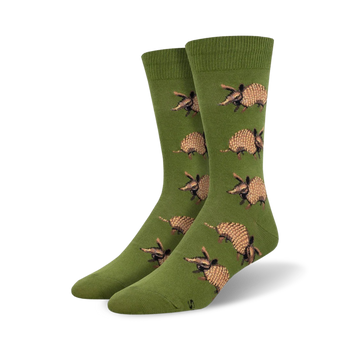 armadillos armadillos themed mens green novelty crew socks