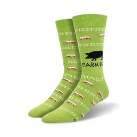 farm boy farm themed mens green novelty crew socks
