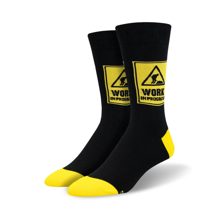 black crew socks with yellow accents display a bold 