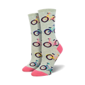 Lifestyle shot showing the socks on a model's feet, paired with casual summery attire.