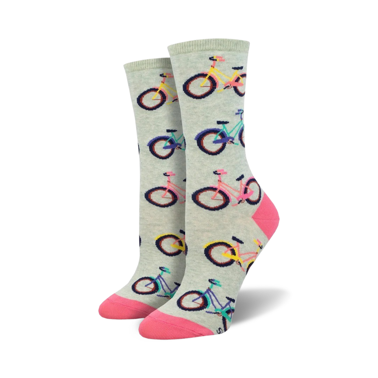 Lifestyle shot showing the socks on a model's feet, paired with casual summery attire.