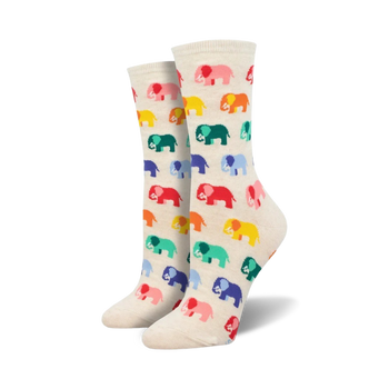 elephant in the room elephant themed womens white novelty crew socks