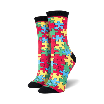 puzzled game themed womens multi novelty crew socks