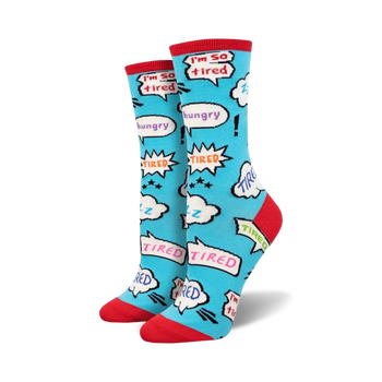 no rest for the wicked funny themed womens blue novelty crew socks