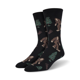 bigfoot big foot themed mens black novelty crew socks