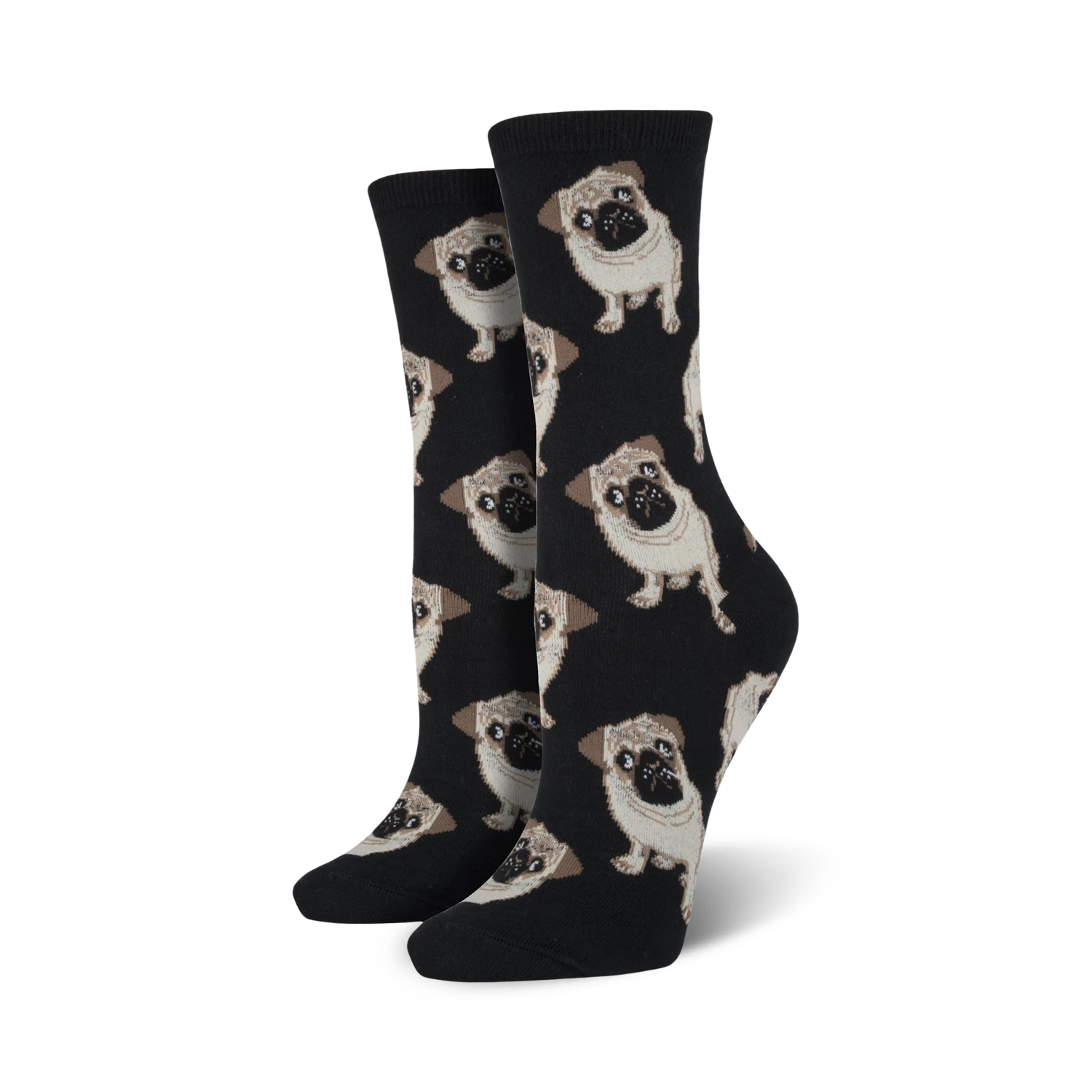 Flat lay showcasing all three colors of the pug socks together.