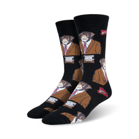 monkey biz monkey themed mens black novelty crew socks