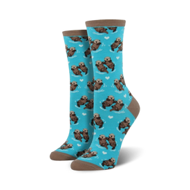 significant otter otter themed womens blue novelty crew socks