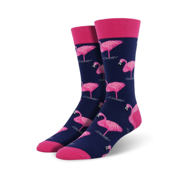 flamingo flamingo themed mens pink novelty crew socks