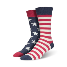 mens american flag xl crew length socks, red, white, blue, stars, stripes  