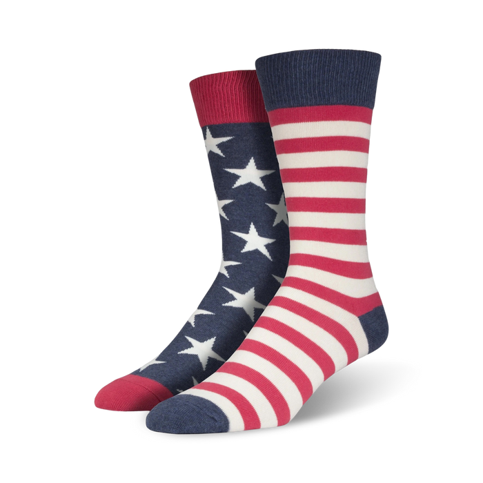mens american flag xl crew length socks, red, white, blue, stars, stripes   }}