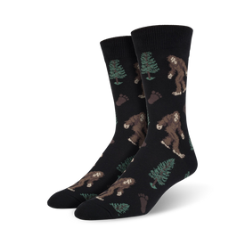 bigfoot xl bigfoot themed mens black novelty crew^xl socks