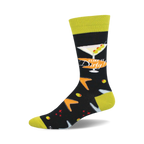 Crew socks in black with a lime green cuff.  The design includes a martini glass, olives, and the text 'I Like it Dirty!'