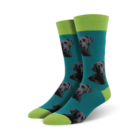 lab-or of love dog themed mens blue novelty crew socks