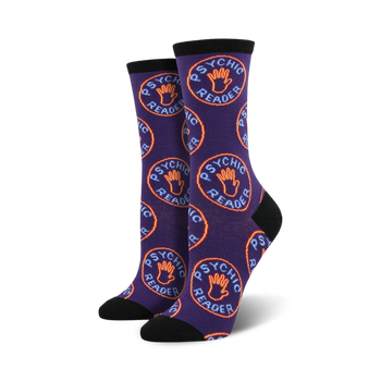 psychic reader psychic themed womens purple novelty crew socks