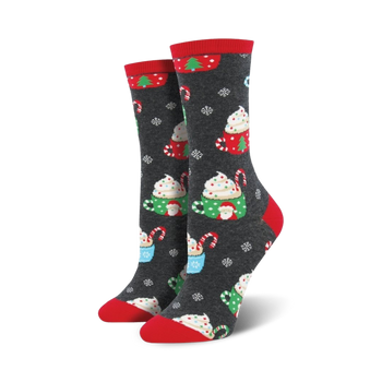 cocoa christmas christmas themed womens grey novelty crew socks
