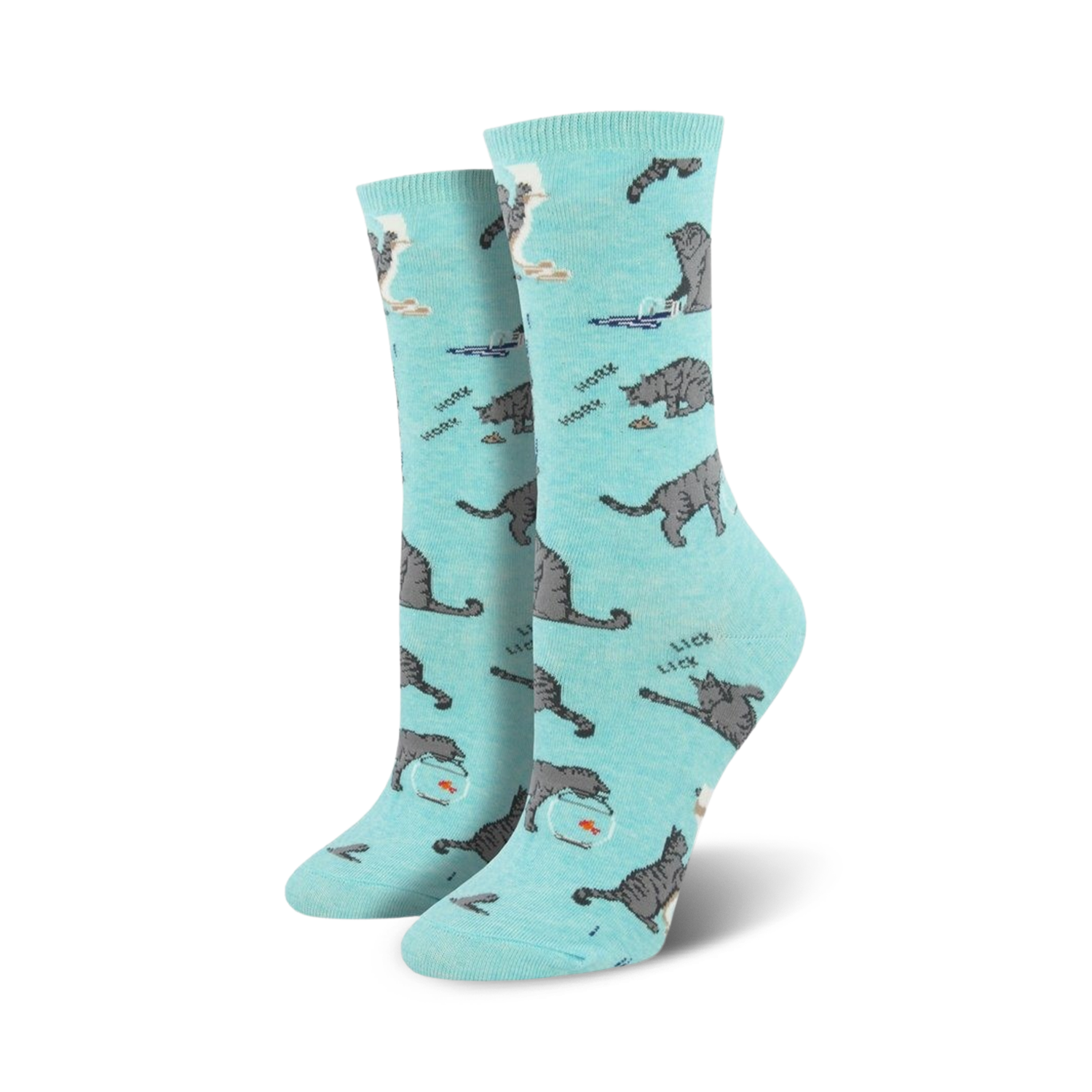 Lifestyle shot of Cativities socks on a woman's feet, showcasing the socks in their natural setting.