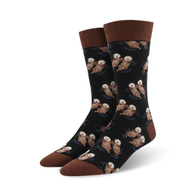 significant otter otter themed mens brown novelty crew socks