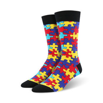 puzzled game themed mens multi novelty crew socks